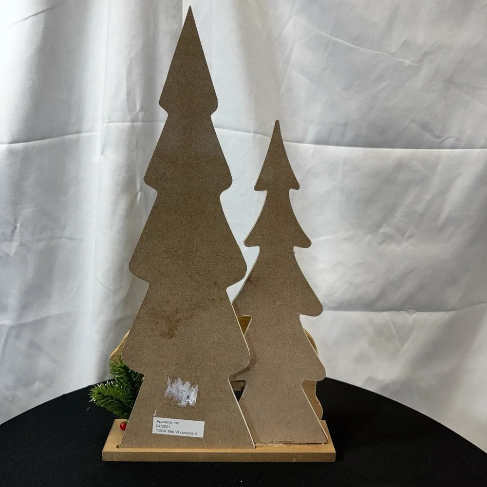 Christmas Tree Advent Countdown Wooden Farmhouse‎ Decor White Bear Rustic